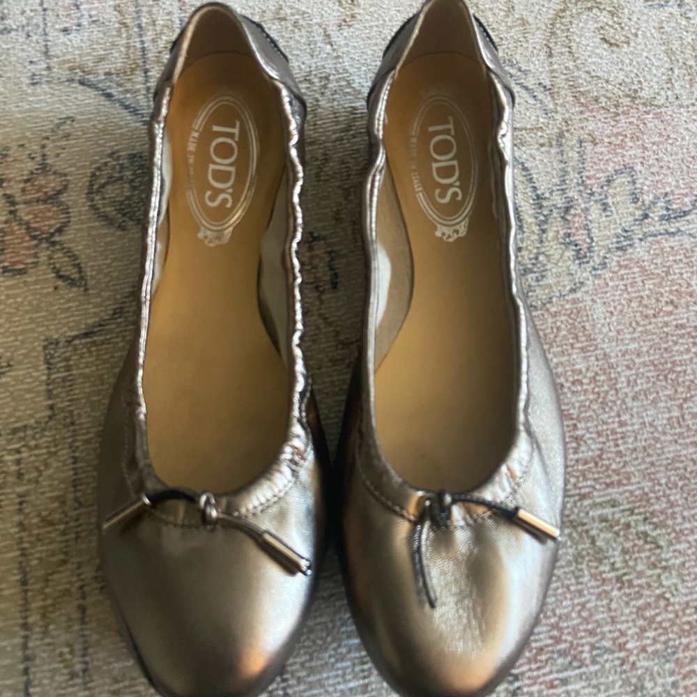 TOD'S Women's Metallic Ballet Flats